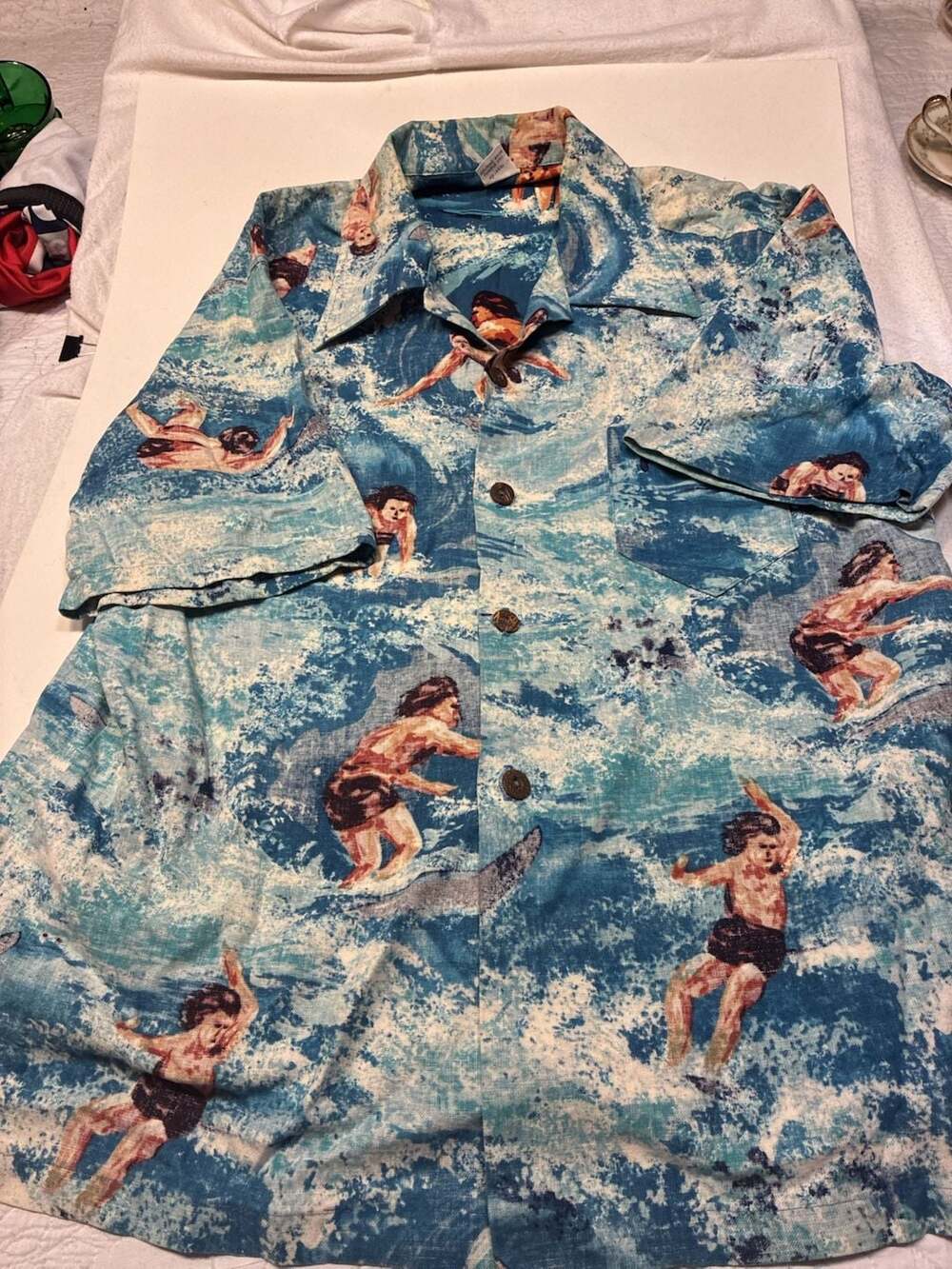 Vintage Hang Ten Surfer All-Over Print Aloha Hawaiian Shirt